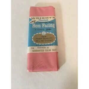 Vintage Wright's Flexicloth Cotton Hem Facing #114 3yds Old Rose # 57 NEW